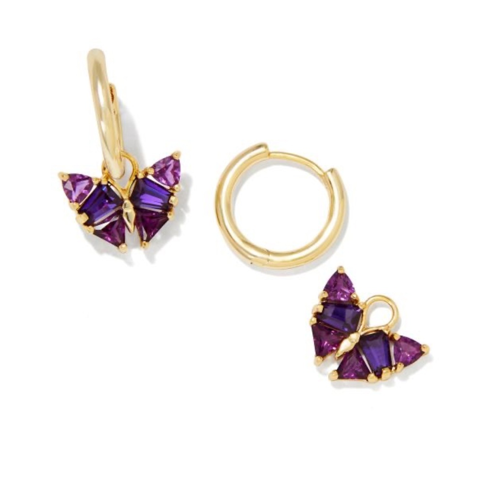 Kendra Scott Blair Butterfly Huggie Earrings in Purple Mix - Picture 2 of 6